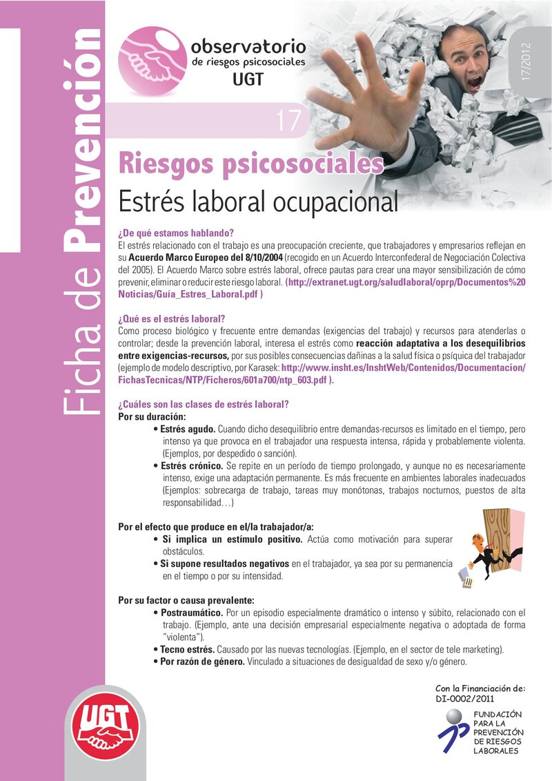 Riesgos psicosociales: estrés laboral.