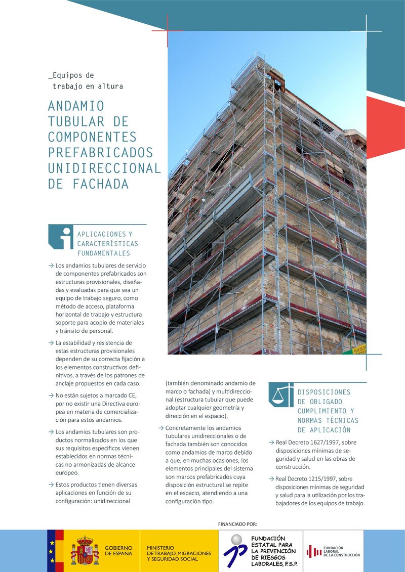 Trabajos en altura. Andamio unidireccional.
