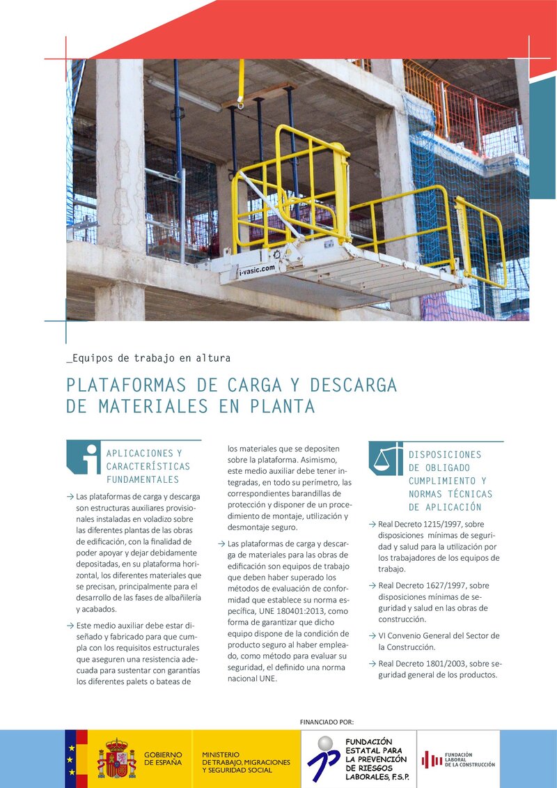 Trabajos en altura. Plataforma de carga.