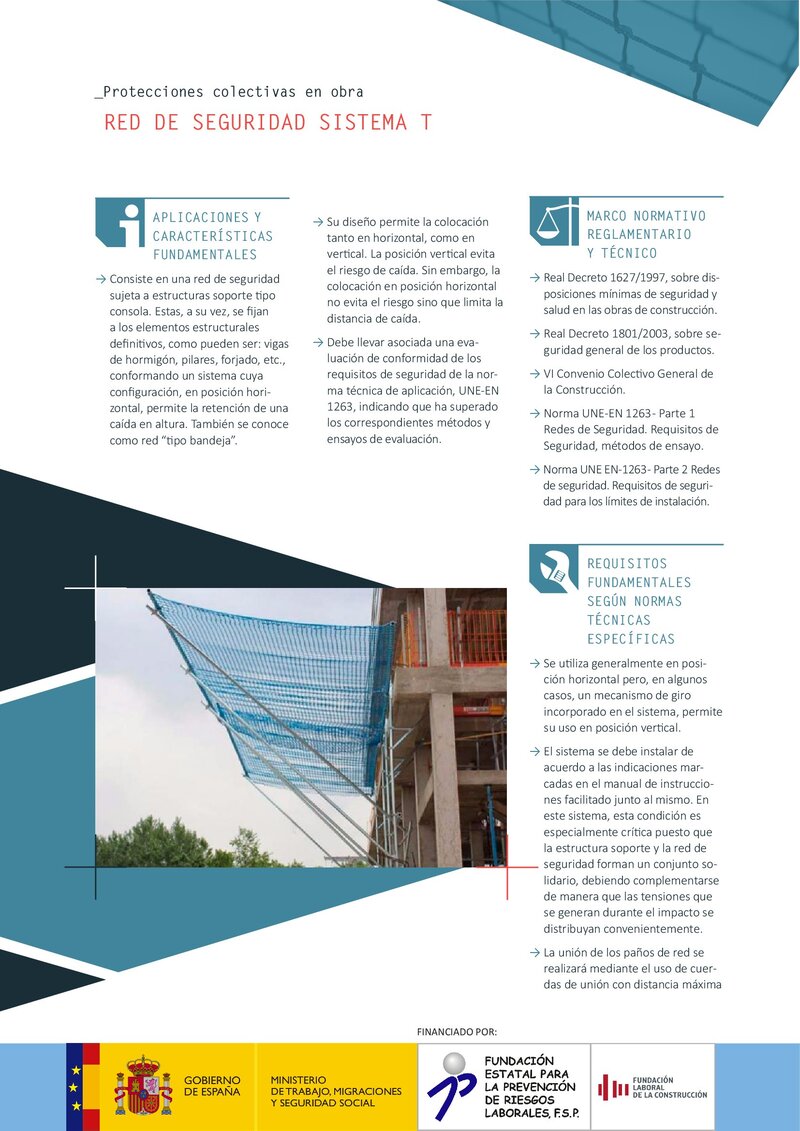 Protecciones colectivas. Red de seguridad sistema T.