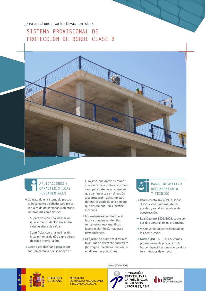 Protecciones colectivas. Sistema provisional de protección de borde clase B.