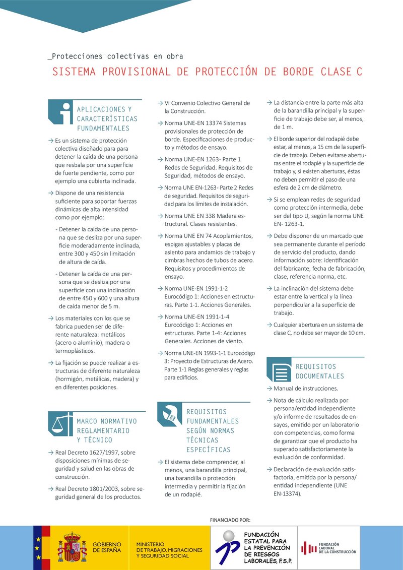 Protecciones colectivas. Sistema provisional de protección de borde clase C.