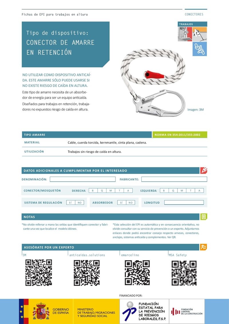 Sistemas de protección anticaída. Conector de amarre.
