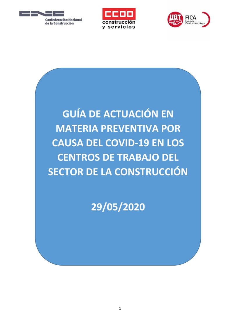 COVID-19. Actuación en los centros de trabajo de construcción.