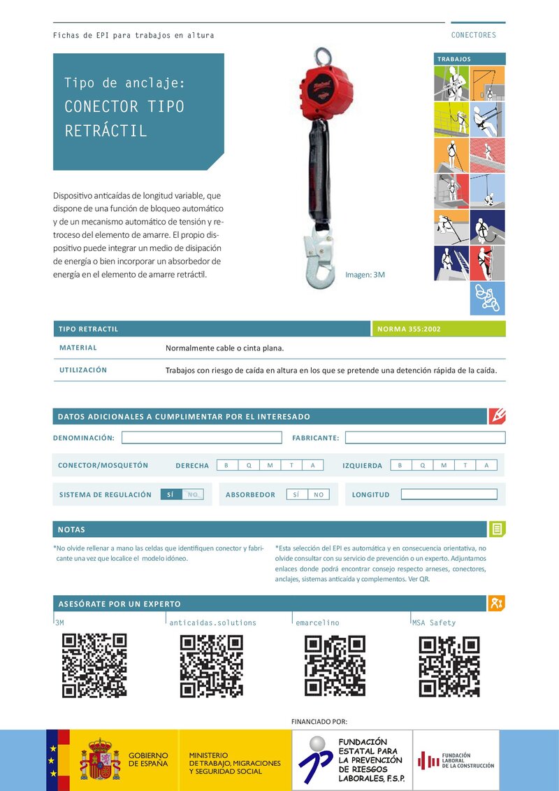 Sistemas de protección anticaída. Conector tipo retráctil.