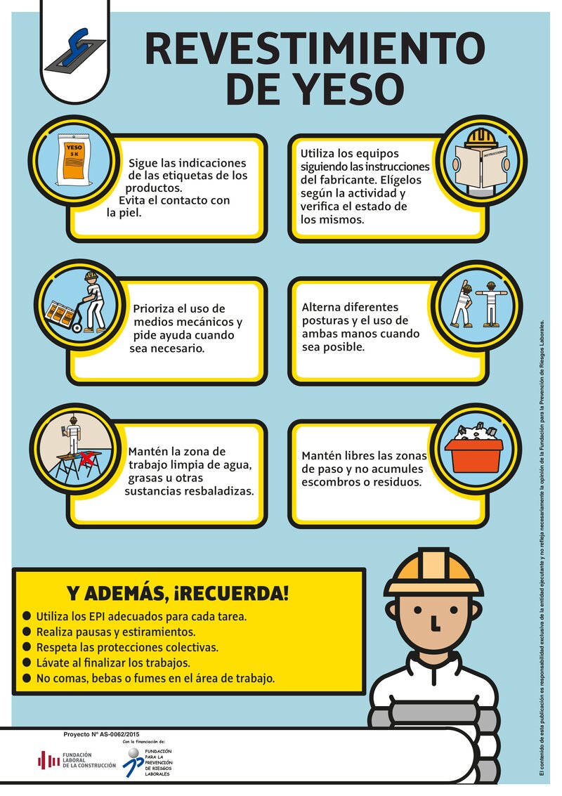 Seguridad en el trabajo de revestimiento de yeso.