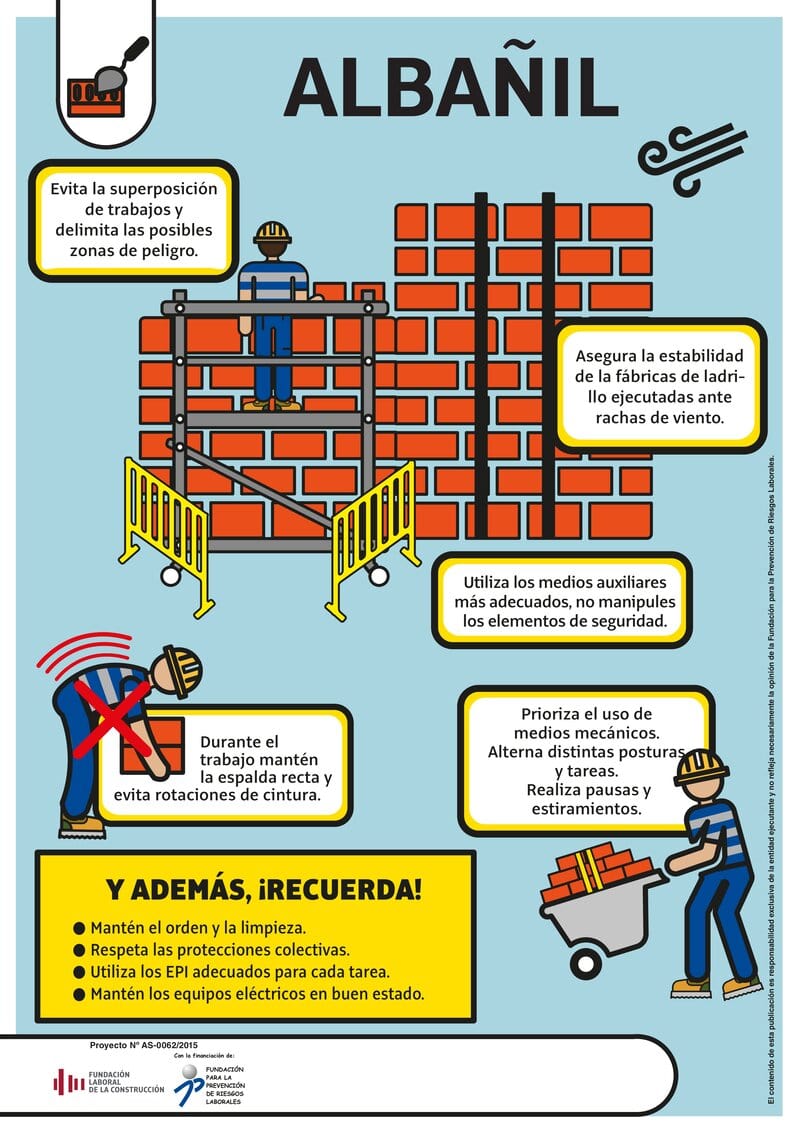 Seguridad en el puesto de albañil.