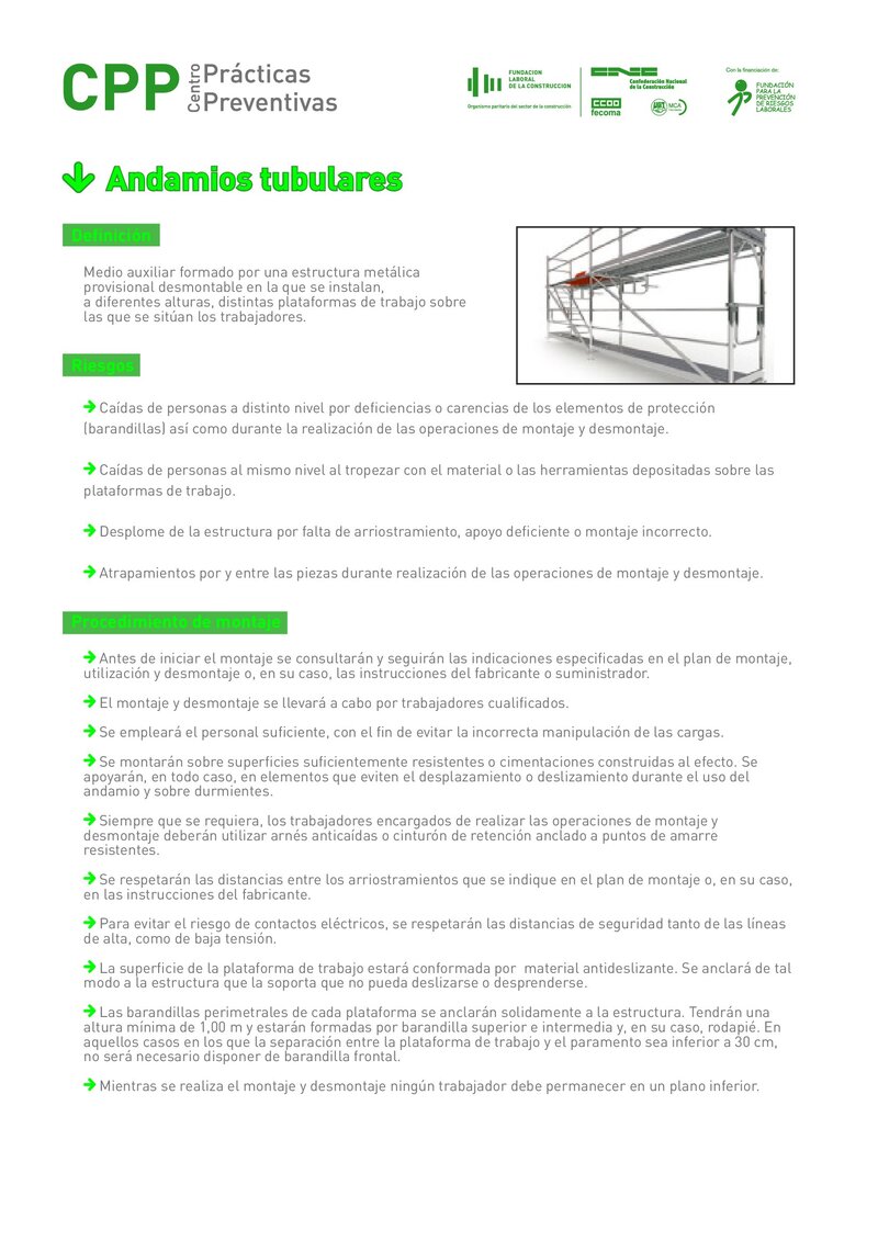 Seguridad en el uso de andamios tubulares.