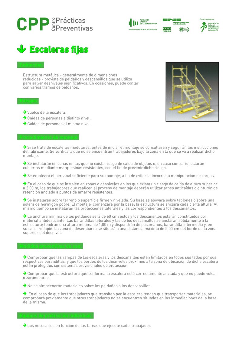 Seguridad en el uso de escaleras fijas.