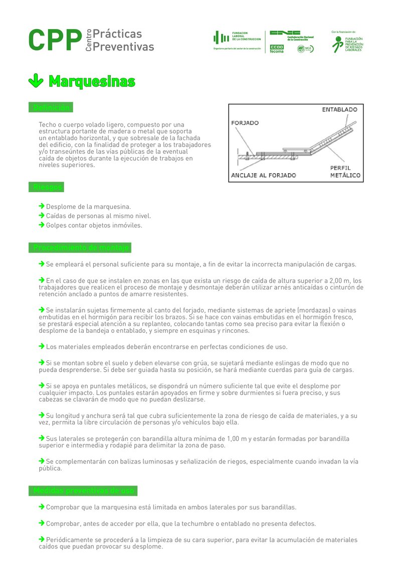 Requisitos de seguridad de las marquesinas.