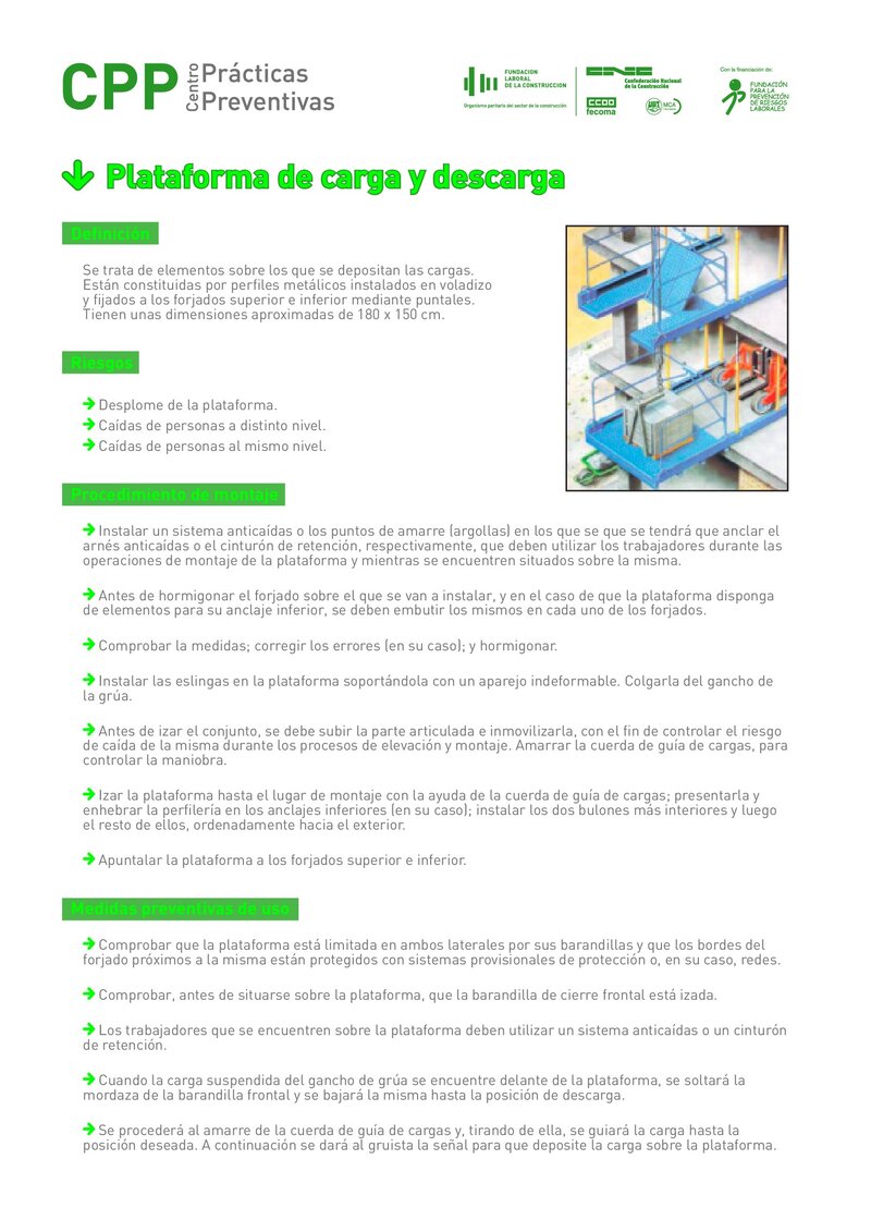 Requisitos de seguridad de las plataformas de carga y descarga.