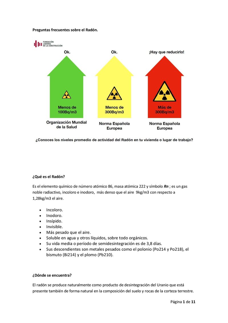 Consideraciones generales sobre el uso del radón.