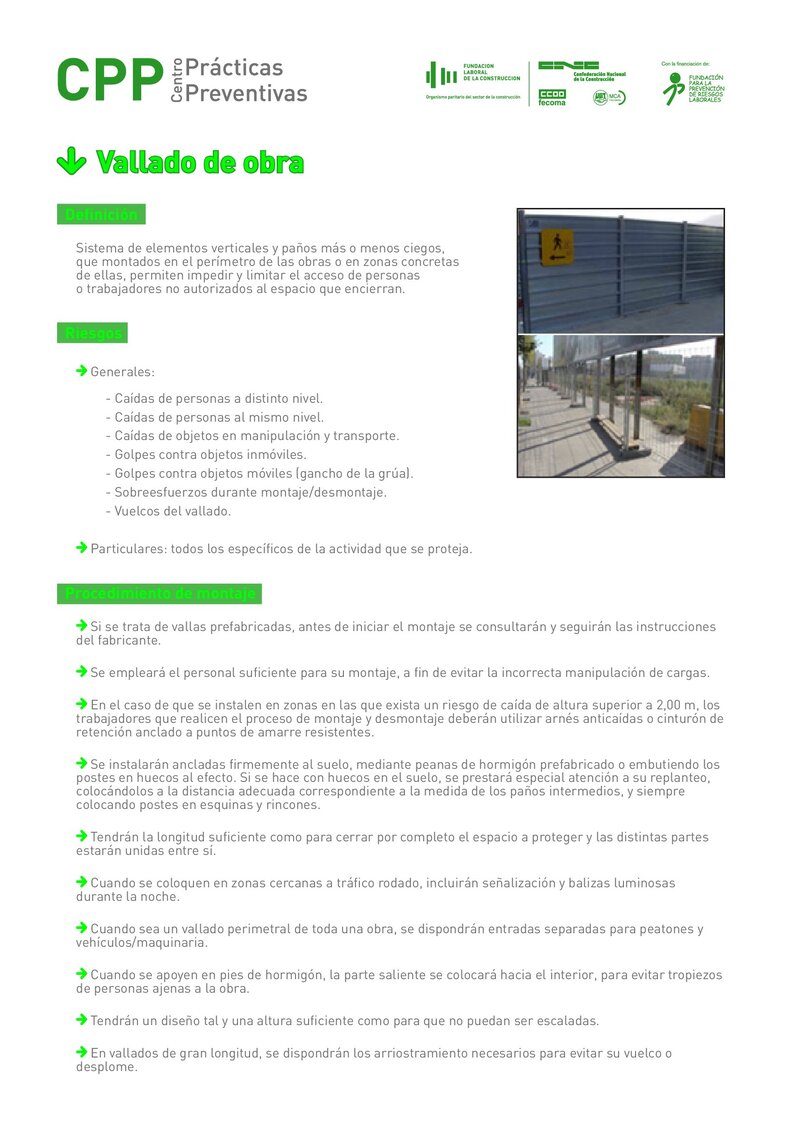 Requisitos de seguridad del vallado de obra.