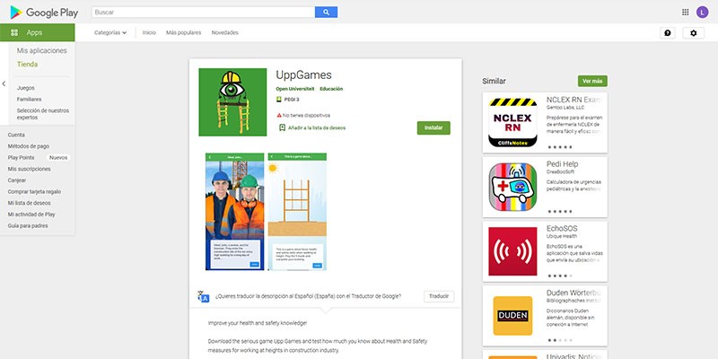 UPP Games - Juego de seguridad y salud para trabajos en altura.